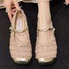 Fashion Ladies' Ballet Flats Elegant Solid Color Bling Mary Janes Shoes Women Spring Autumn Buckle Strap Party Flats Luxury Woman Shoes