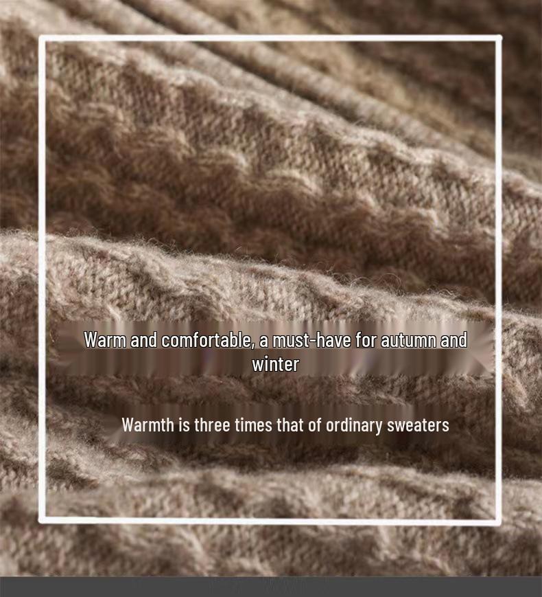Men's Thickened Wool Knit Cardigan with Stand Collar Zipper Sweater