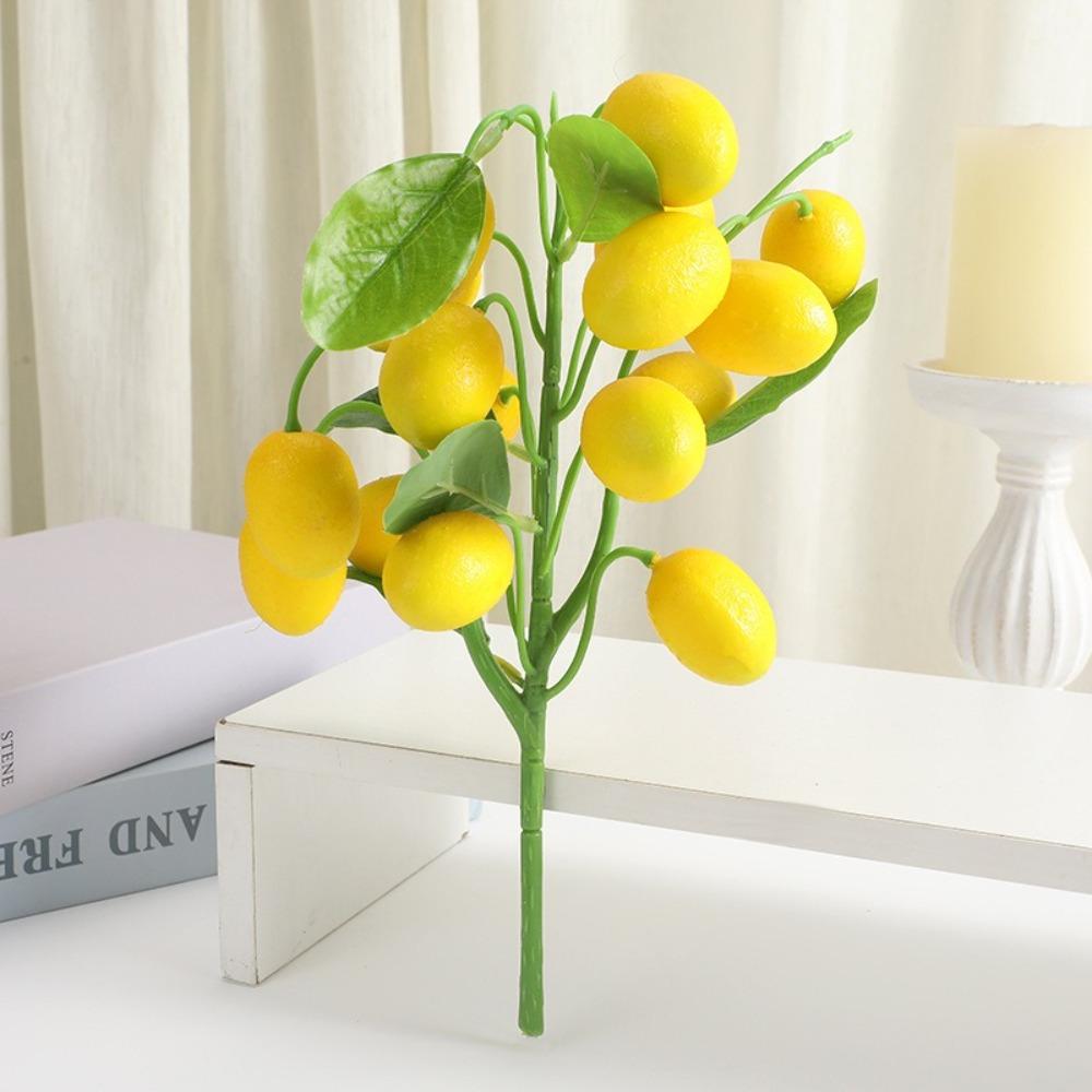 Plastic Artificial Lemon Branches Realistic Fake Strawberry Fruit Props Studio Photography Lemon