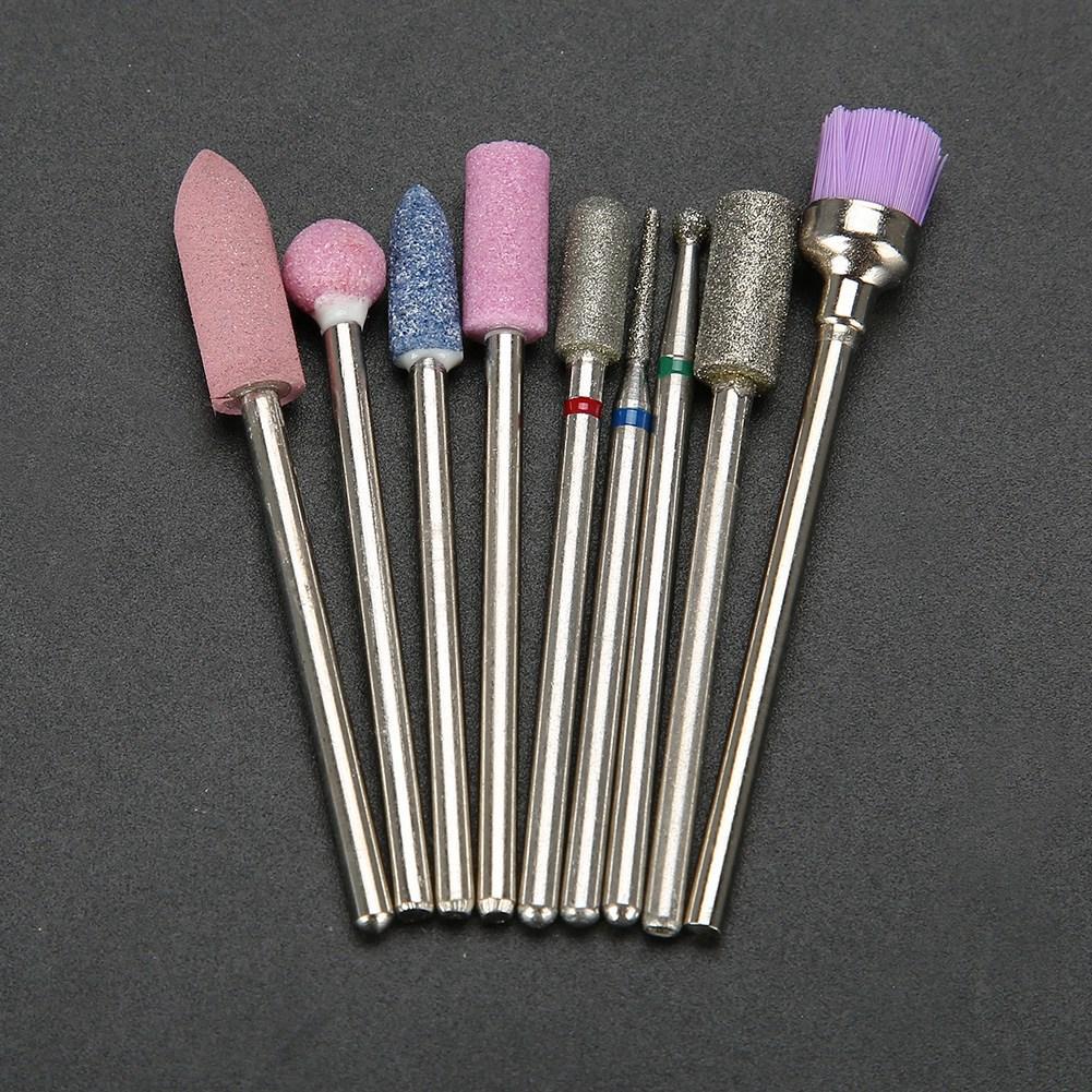 9Pcs Emery Nail Drill Bits Set Polishing Tools Grinding Head for Manicure Drills Machine