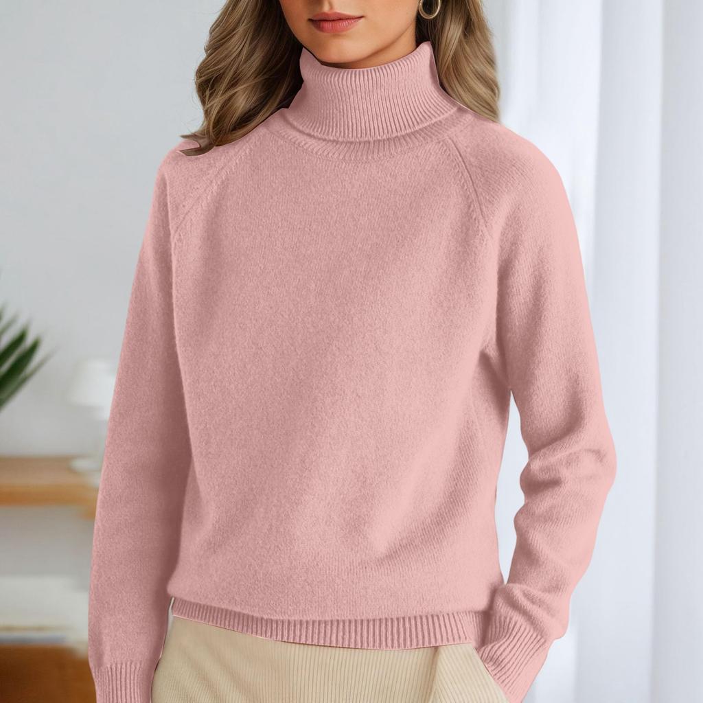 Women's Stand-up Collar Pullover Loose Thick Solid Color Turtleneck Knitted Base Sweater