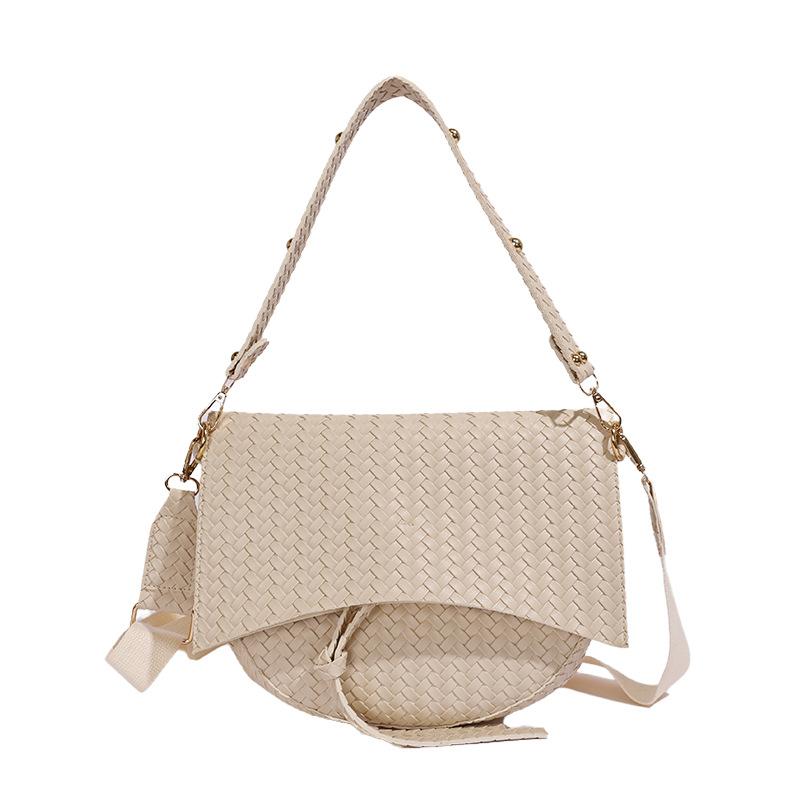 Women's French Style Personalized Woven Pattern Embossed Armpit Bag with Elegant Temperament, Commuting Style Shoulder Bag