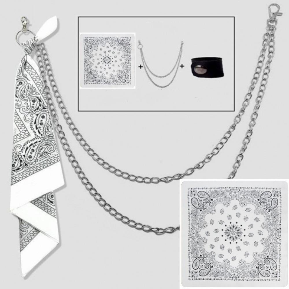 Schmuck Hip Hop Quadratisches Halstuch Kette an Jeans Koreanisches Streetwear Quadratisches Halstuch Hosenketten Unisex Hosen Gürtelkette
