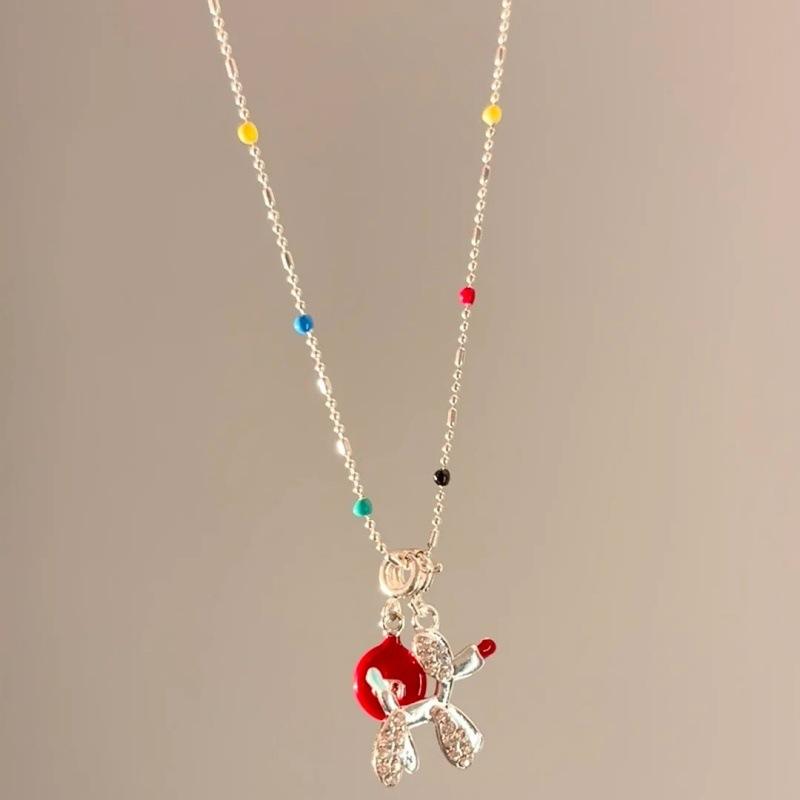 Summer Niche Handmade Color Dopamine Beaded Children's Fun Necklace Creative Cute Versatile Sweet Collarbone Chain