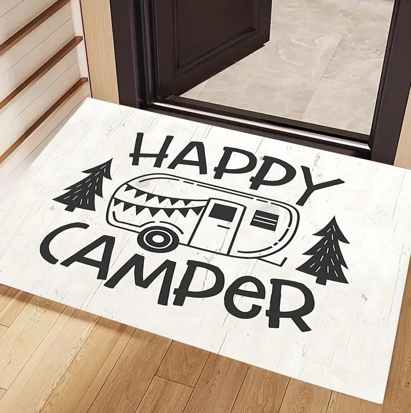 Forest Style Camping Camper Doormat, Pine Tree Moon Print Non-Slip Entry Mat, RV Welcome Floor Mat, Adventure Themed Home Decor