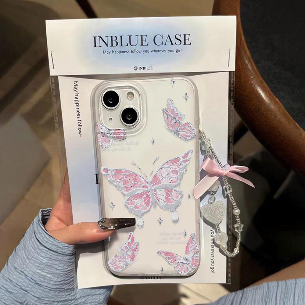 Pink premium butterfly for iPhone17promax Apple 17 matte phone case 16/15 anti-drop ins wind