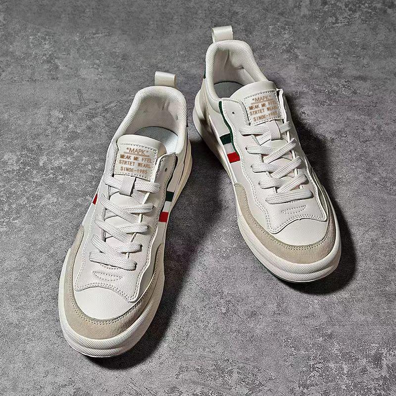 Men's sports shoes trendy leather surface comfortable lightweight casual shoes spring and autumn simple breathable business men's board shoes light