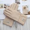 New Winter Women's Sheepskin Fur Gloves Thickened Warm Wool Lining Windproof Leather Driving Gloves