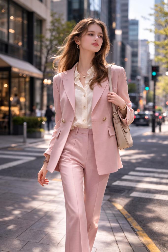 The Izet Women's Suit Set Tailored Double Jacket & Semi Bootcut Slacks