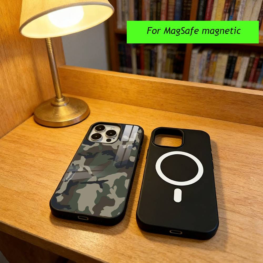 F-Fashion Camouflage Phone Case For iPhone17,16,15,14,13,12,11 Plus,Pro Magnetic with Magsafe Wireless Charging