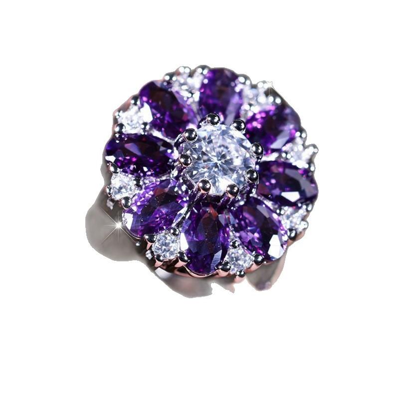 Petal shaped flower ring simple personality niche elegant ring ring