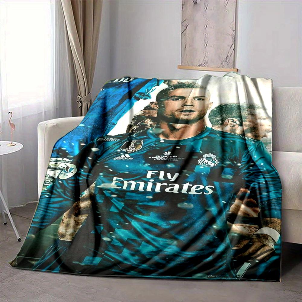 1Pc Cristiano Ronaldo Real Madrid Blanket Soft And Comfortable Casual Warm Camping Travel Christmas Halloween Xmas Gift M928319