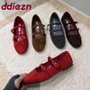 Mode 2025 Neue Schnalle Mode Flock Damen Mary Janes Ballerinas Schuhe Runde Zehenpartie Damen Weiches Schuhwerk Flache Damen Ballerinas Schuhe