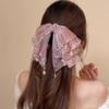1 Stück Schöne Rosa Haarspangen für Damen Ästhetische Blume mit Schleife und Kristallkette Dekorative Haarspangen