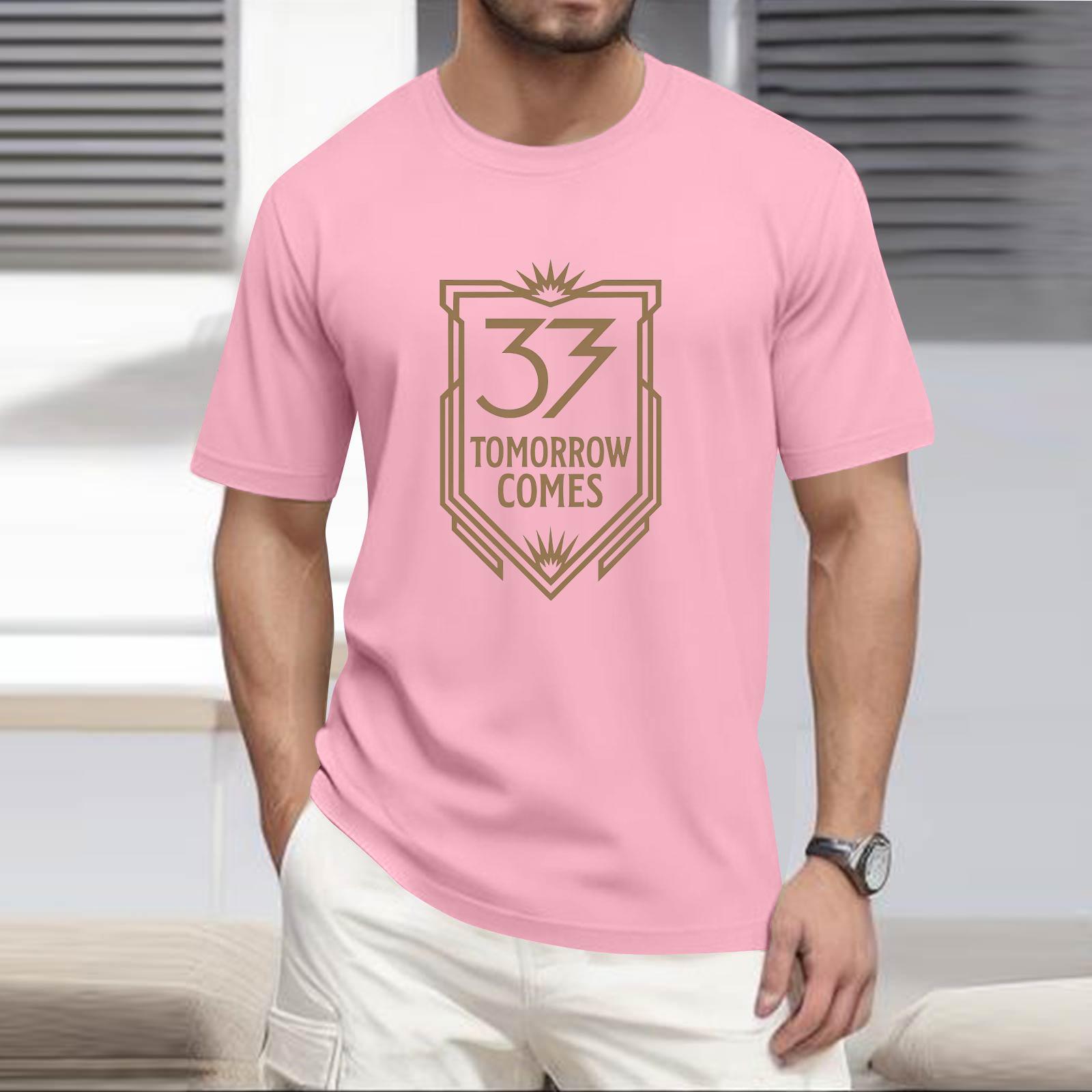 

Stylish And Casual Men s Round,neck Loose,fitting Short,sleeved Top. XL рожевий