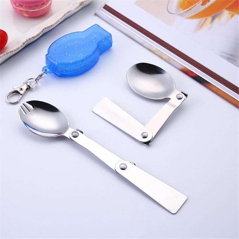 304 Stainless Steel Outdoor Portable Folding Spoon Fork Camping Picnic Tool Tableware