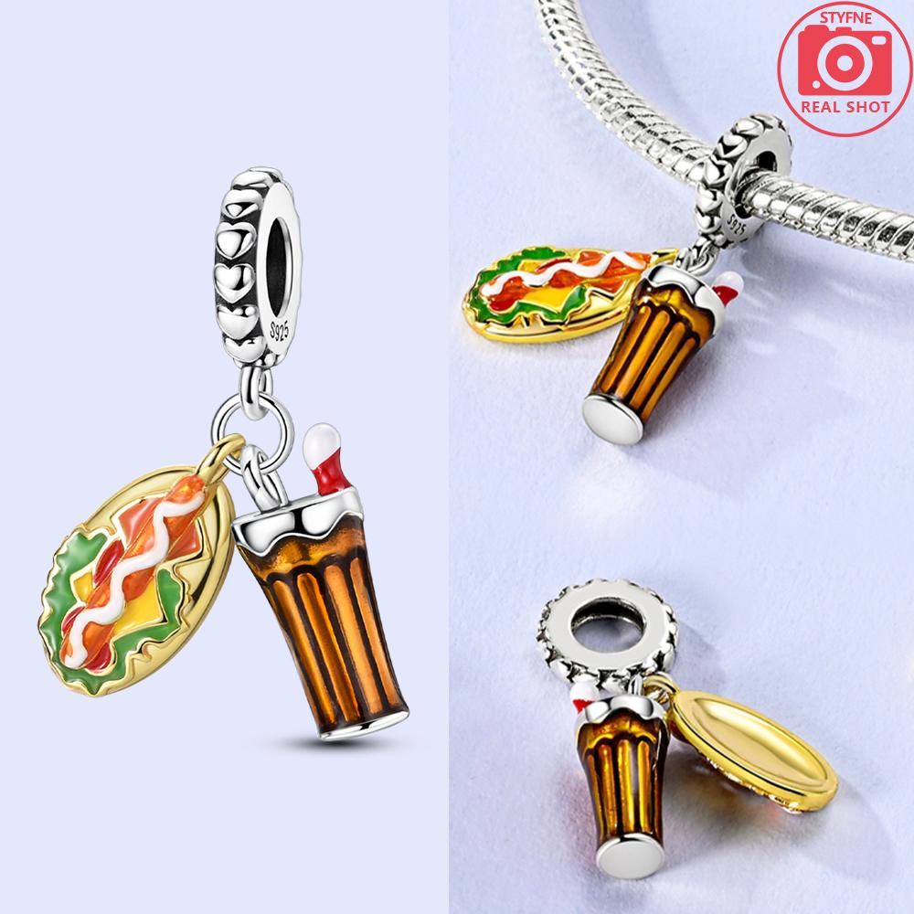 Copper Metal Charm Bead Components Authentic Original Popular Hot Dog Coke Apple Pink Flowers Bead Components Compatible With Bracelet High Quality