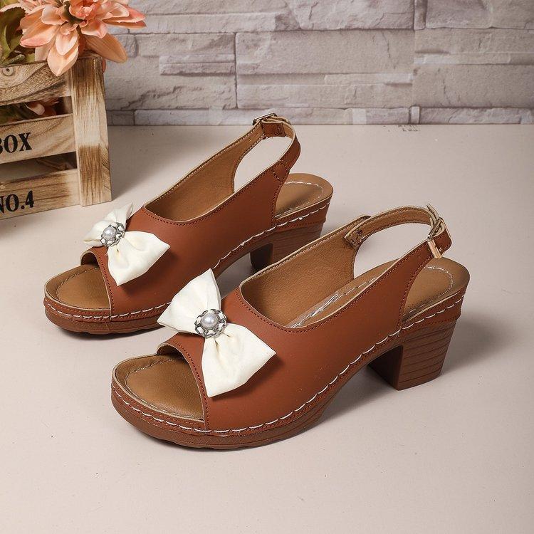 Fashion high-heeled sandals tow summer bow one-word casual sandals tow