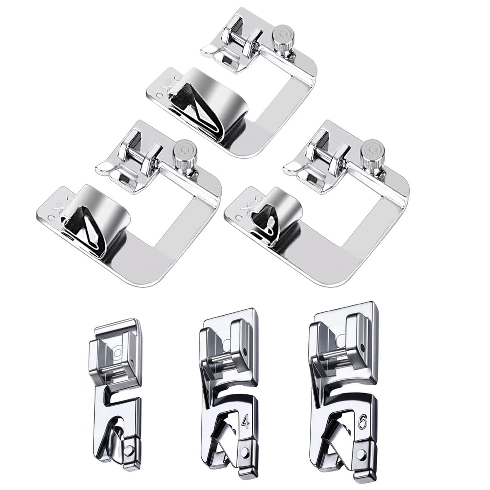

DFsucces Sewing machine presser triple roll presser replacement sewing machine foot for home sewing machines 13mm 19mm 25mm 3mm 4mm 6mm size set of 6