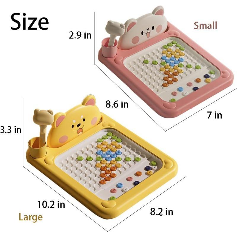 Cartoon Magnetic Drawing Board, Bear Dot Art Design, ABS Cartoon, Interactive Bead Pen Art with Pattern Guide, Home Creative Board
