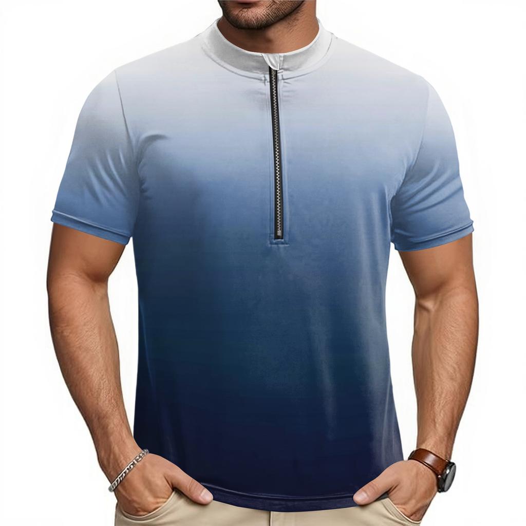 Herren Kurzarm Fahrradtrikot Atmungsaktiv Schnelltrocknendes Material Halber Reißverschluss Leichte Sportbekleidung für Outdoor-Sportarten
