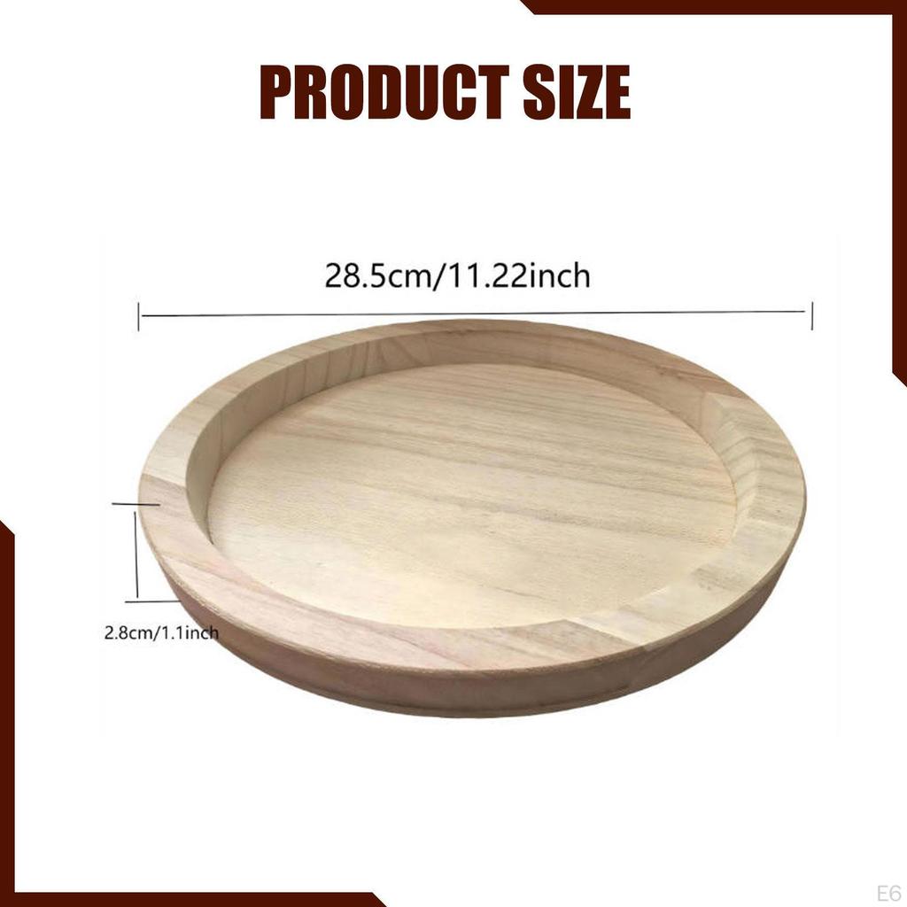 Bathroom Counter Organizer Wood Round Dinner Plate Wooden Serving Tray Platter for Food