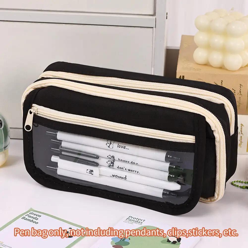 Transparentní pouzdro na tužky Kawaii Velkokapacitní vodotěsná krabička na pera pro dívky Kosmetická taštička Psací potřeby Kancelářské školní potřeby