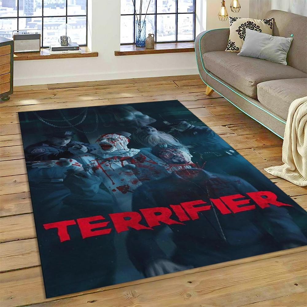 3D Terrifier 3 Horror Clown Movie Cartoon Carpet Rug for Bedroom Living Room Home Sofa Decoration,kids Play Decor Floor Mat Gift