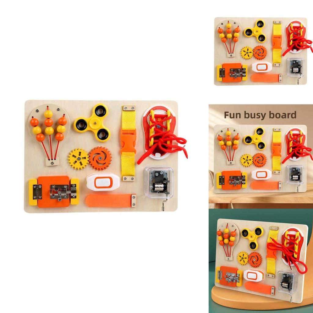 Wooden Music Box Fingertip Gyro Safety Buckle Game Board Children Puzzle Toy For Skill Development