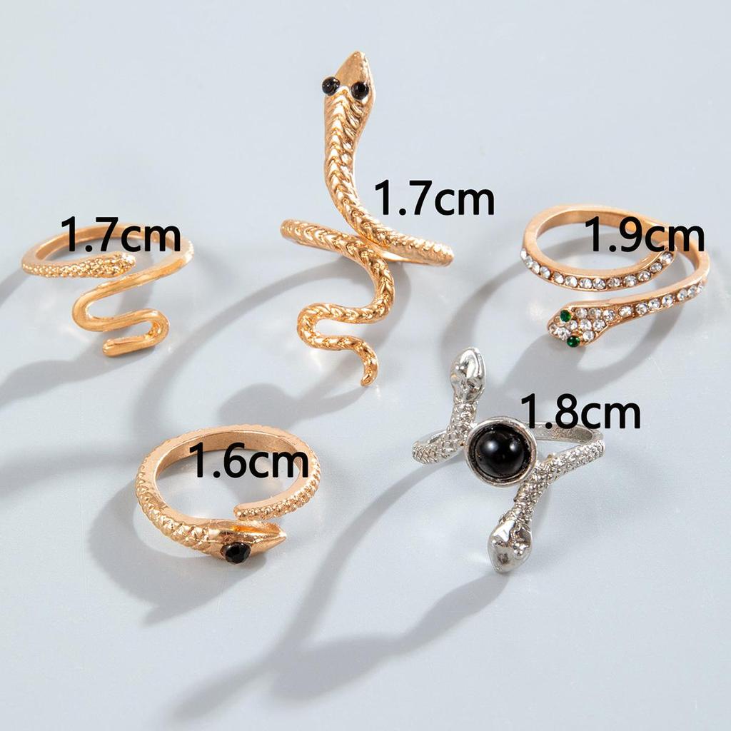 Cross Border Fashion Punk Style Exaggerated Snake Shaped Ring Women's Jewelry Inlaid With Used Animal Rings