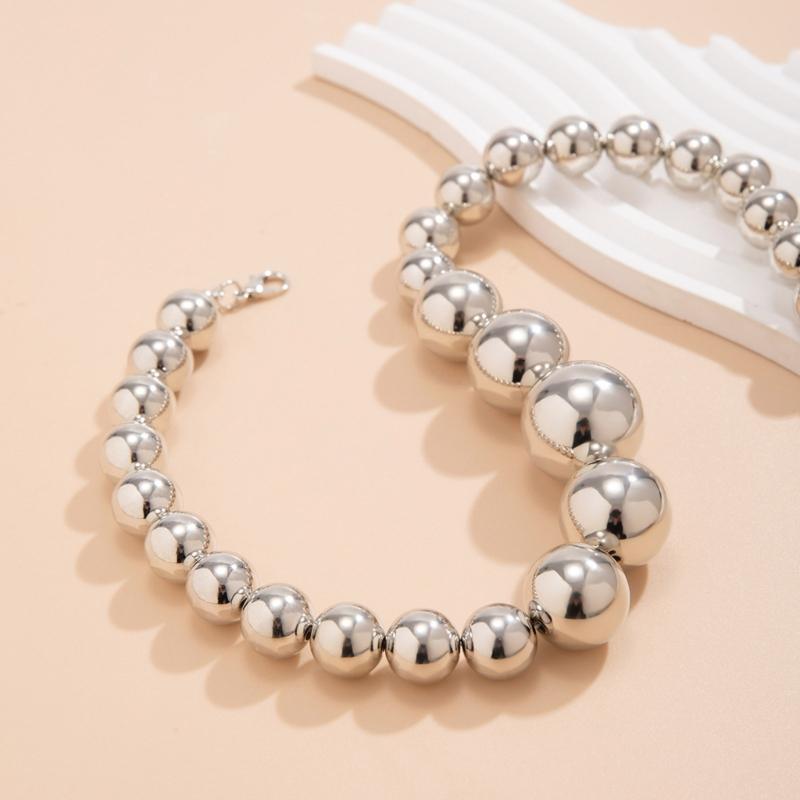 Módní řetízek s velkými korálky Nastavitelný choker Řetízek na klíční kost Doplněk Náhrdelník s korálky inspirovaný vintage