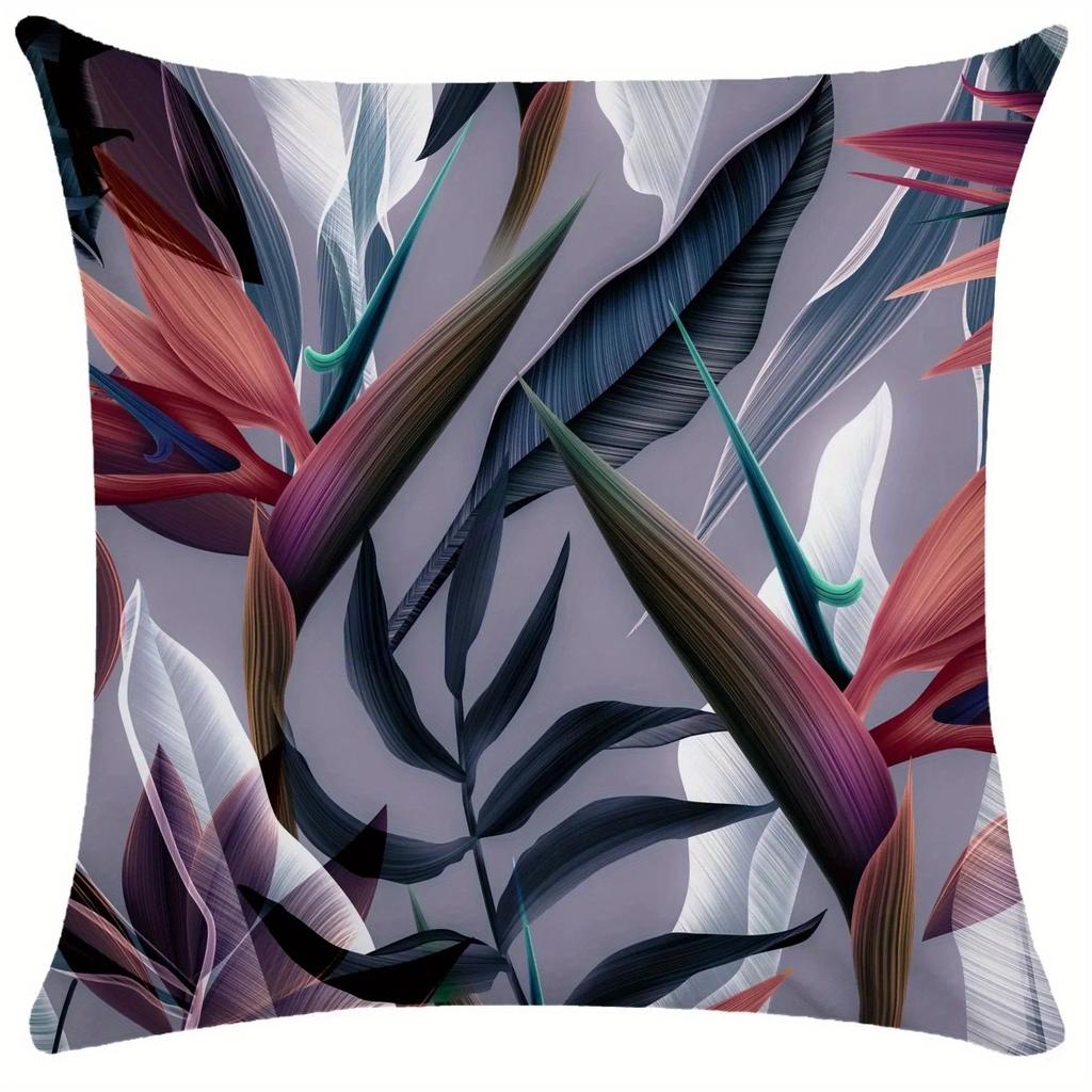 Home Decor Exotic Tropical Leaves And Flowers Pillowcase Pattern Cushion Cover Suitable For Sofa Bedroom Car Pillow Cover