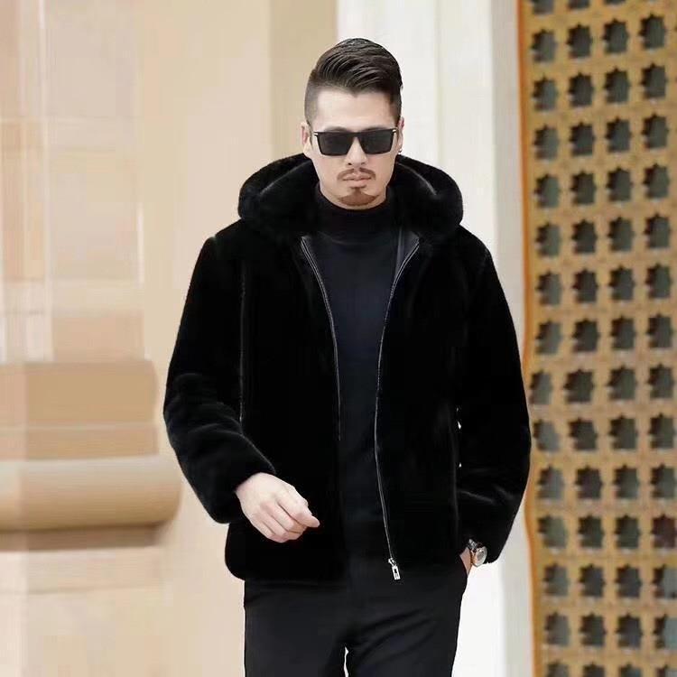 Fur Mink Fur Coat Men's Winter Coat Hooded Men's Mink Fur Men's Imitation Mink Fur Jacket Men's High-end