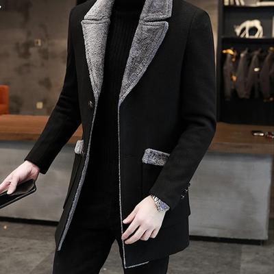 Autumn Winter Men Outwear Single-breasted Washable Thick Turn-down Collar Jacket Super Soft Male Trench Coat for Work