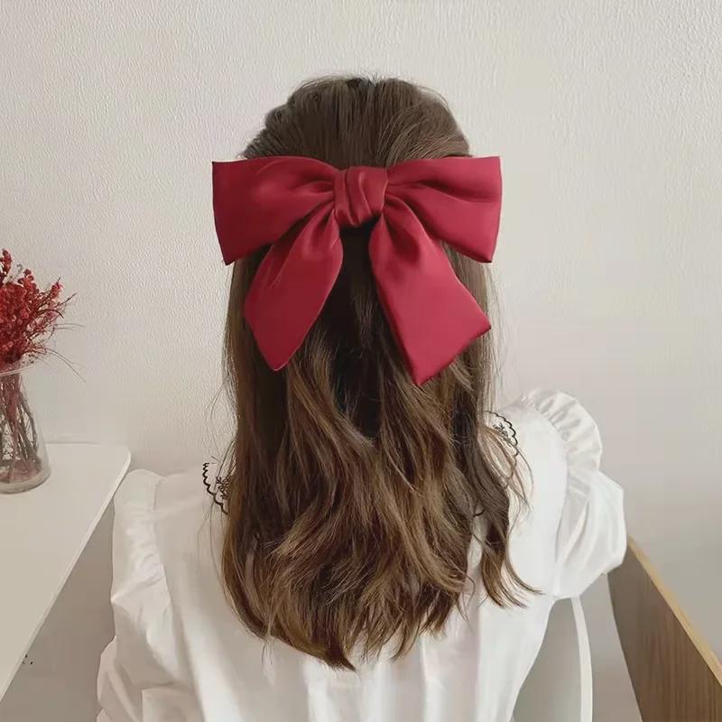 Internet Celebrity Black Bow Hairpin: Large Ribbon Top Clip Headdress for Summer.