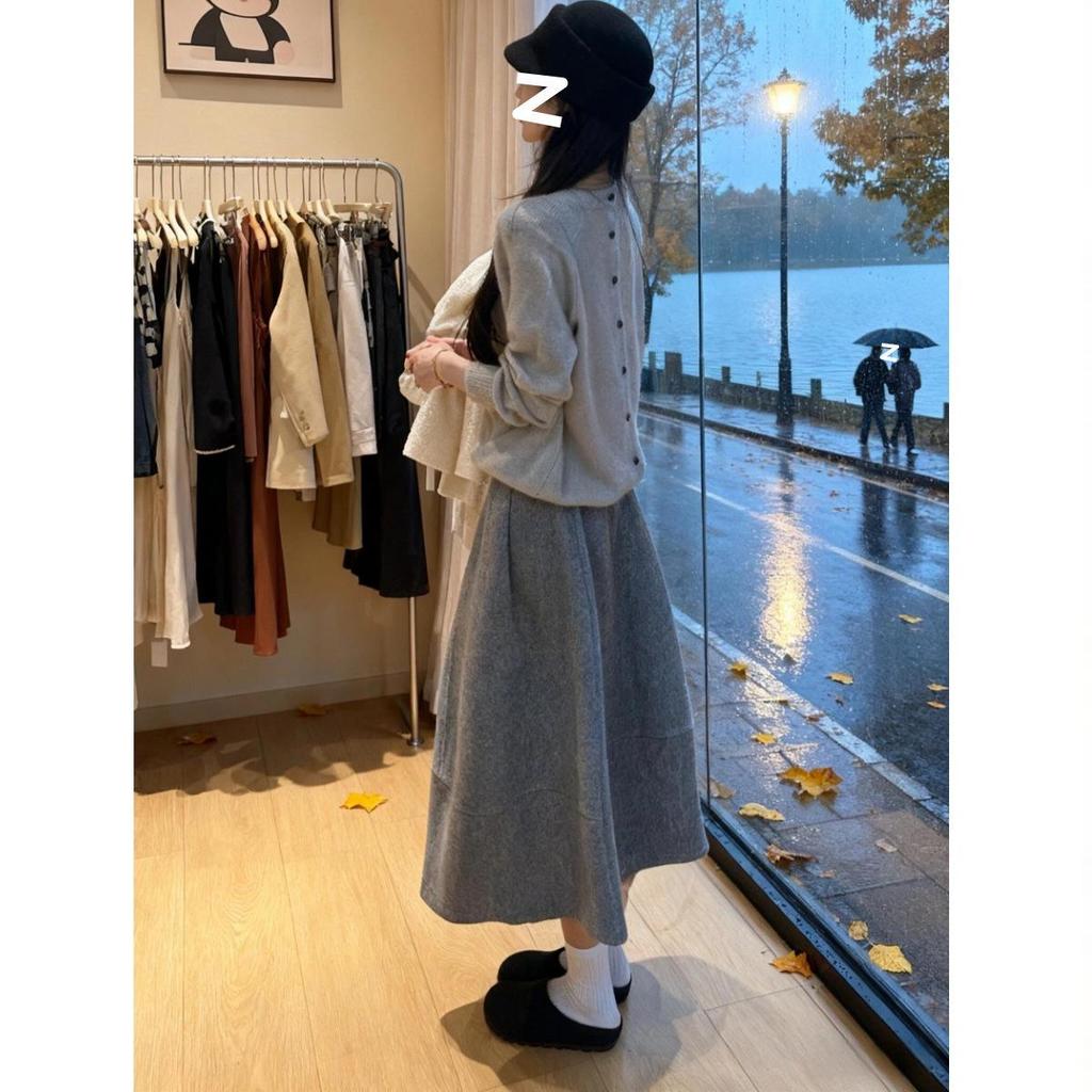 Boss's Pick: 2025 Petite Elegant Slimming 3D A-Line Wool-Blend Midi Skirt for Women – Perfect for Autumn/Winter.