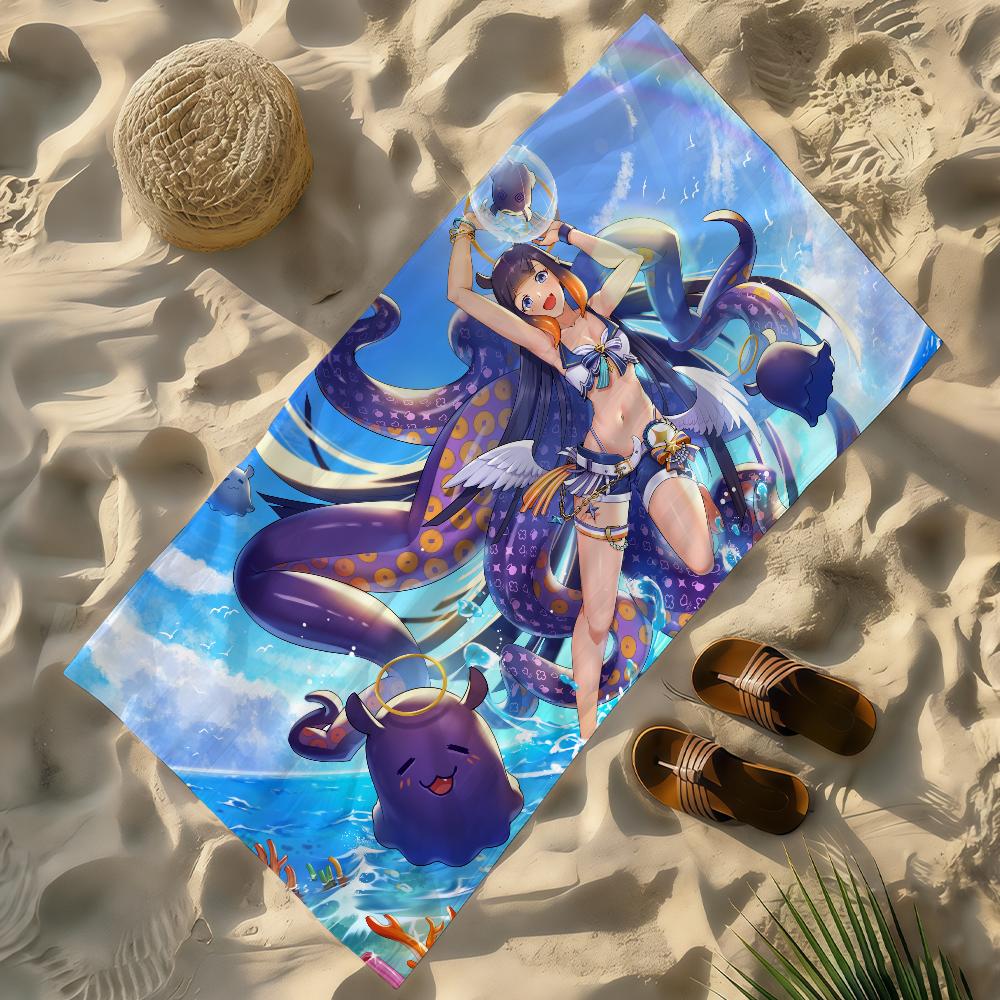Singer Ninomae Ina N-Nis VTuber Towel Soft Lightweight Anti-Sand Large Beach Towel Quick-Drying Bath Sports Family