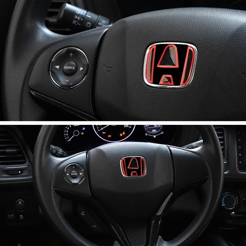 Gjzh3 Car Steering Wheel Front Emblem Badge Logo Sticker For Honda Accord Civic Spirior City FIT CRV Red Protective Decoration