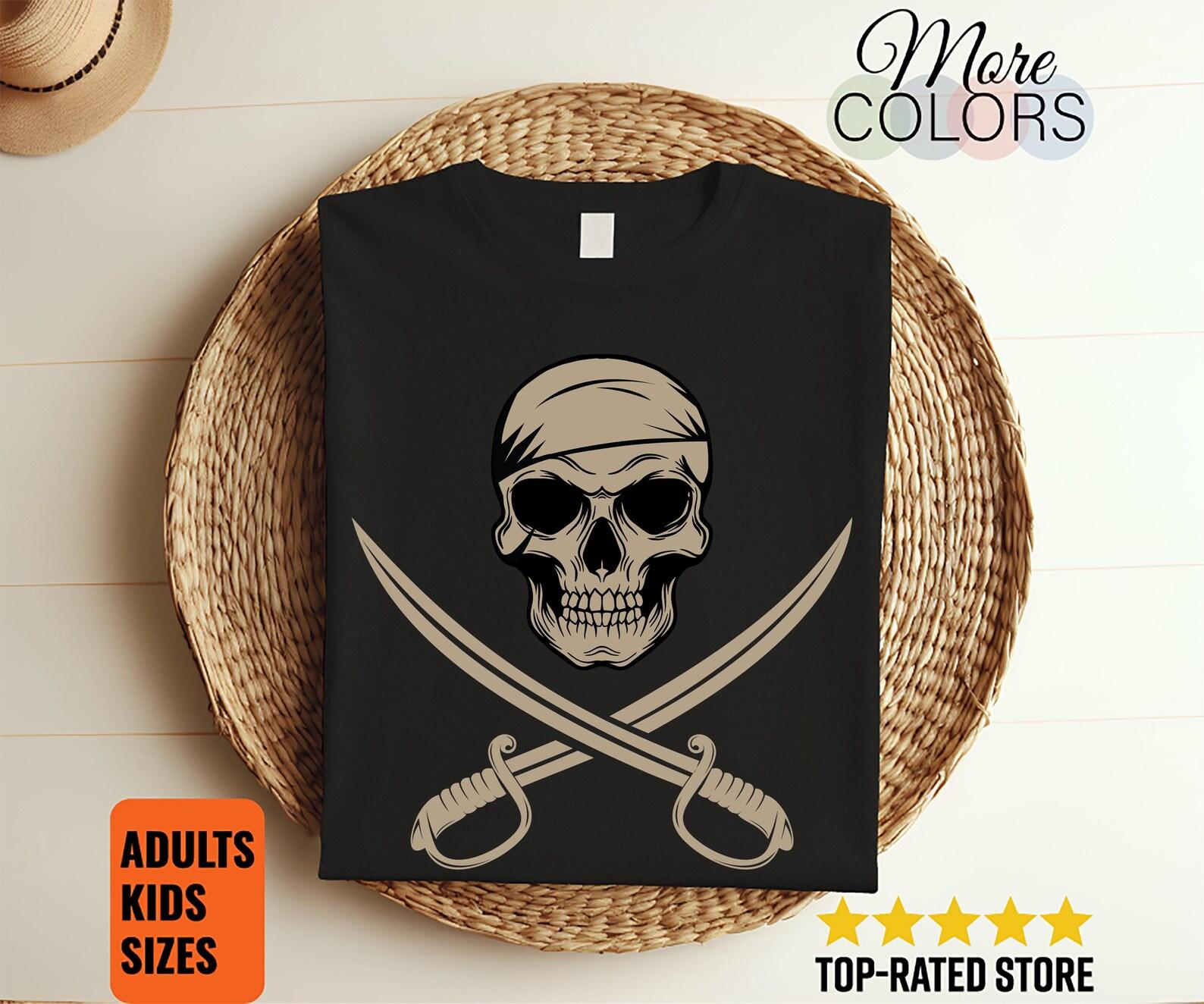 Pirate Skull Crossbones Kids Shirt Boys Halloween Tee Skeleton Costume Pirate Party Gift Child T-Shirt Nautical Adventure Humor Unisex 100