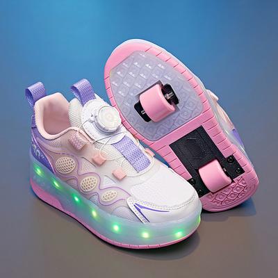 LED Inline Skate Shoes Children's Roller Skating Shoes with Wheels 2 Wheel Skate Shoes Flying Roller Sports Speed Wheel Sneaker