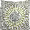 Golden Indian Bohemian Peacock Mandala Tapestry Wall Hanging