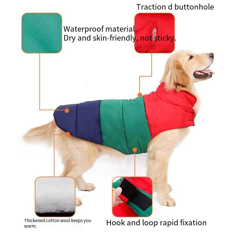 Reversible Wearable Dog Clothes Pet Winter Punching Coat Thickened Warm Waterproof Down Jacket Cotton Coat