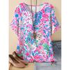Summer 3D Printed Color Retro Flowers Striped Pattern T-shirt Loose Comfortable Large Size Fashion O-neck T-shirt