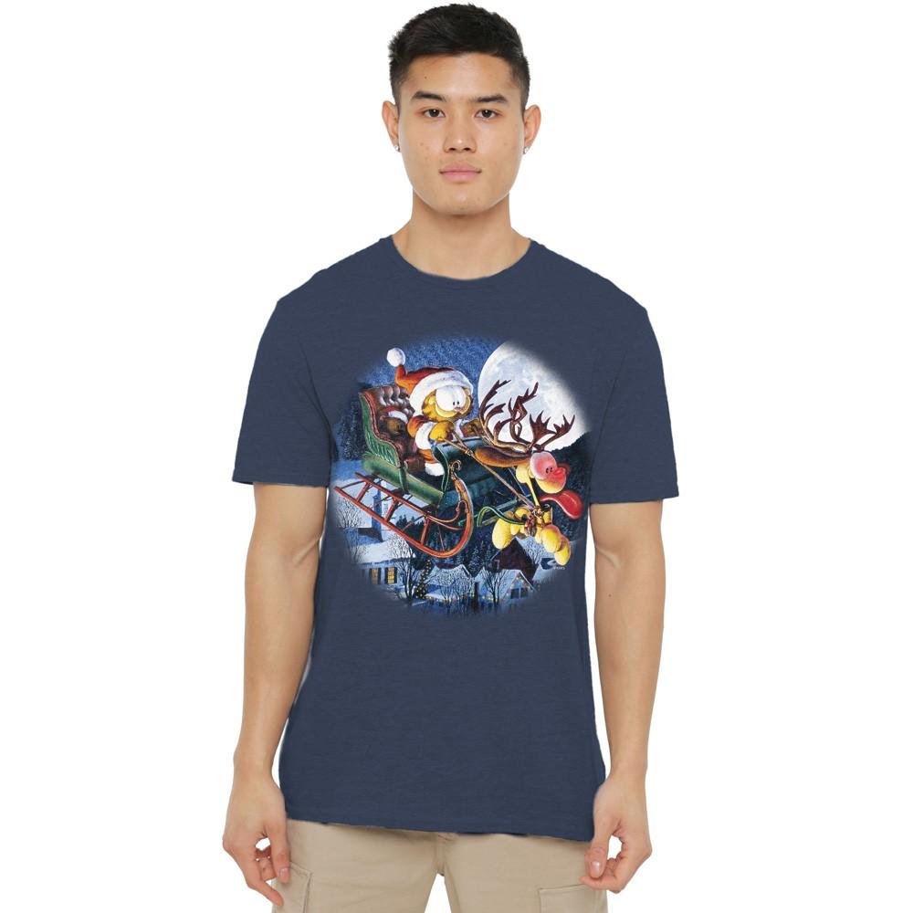Garfield Moonlight Ride T-Shirt S-3XL Navy S