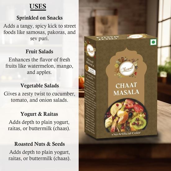 Chounk Chat Masala Powder | Chaat Masala with Natural Ingredients | No Added Colours, No Preservatives  | Chat Masala Powder 800 gm (Pack Of 8 X 100g)