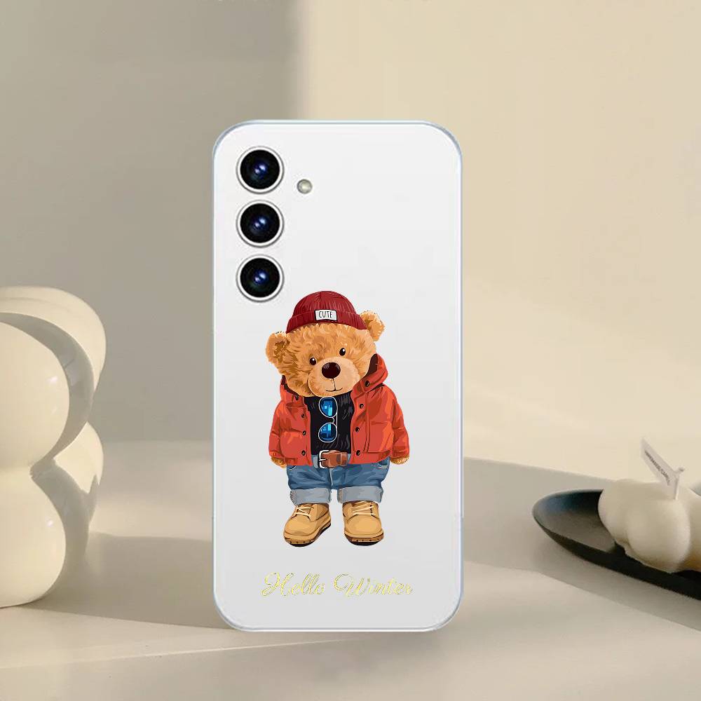 Teddy Bear Phone Case For Samsung Galaxy A52 A12 A51 S21 Edge S22ULTRA S23 S24 S20LITE Plus Ultra Transparent Cover