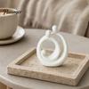 3D Printed Abstract Art Holy Family Statue, Minimalist White Circular Embracing Sculpture, Modern Soft Furnishing Accessories Aesthetic Home Decor for