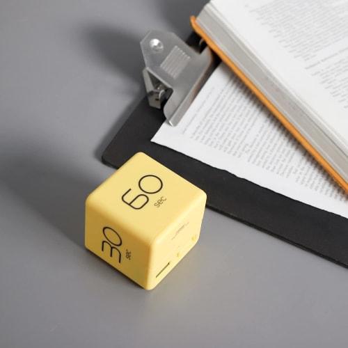 mooas Cube Timer, Time Management, Kitchen Timer, Kids Timer, Training Timer, Study/Cooking Timer (Yellow)