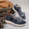New European and American sandals large size sewing line wedge casual Velcro sandals