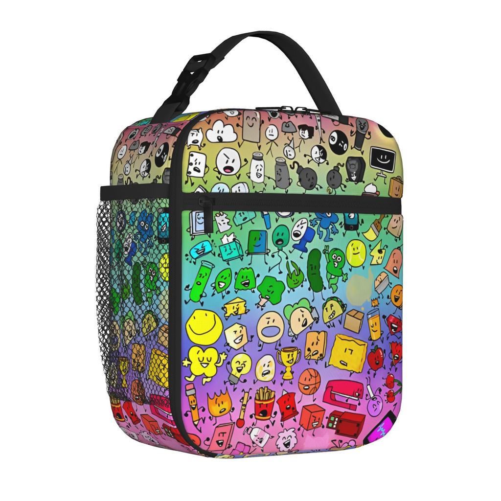 BFDI Inanimate Insanity Rainbow Borse Termiche Isolate per il Pranzo Battle for Dream Island Portatile Bento Box Frigo Termico per il Pranzo